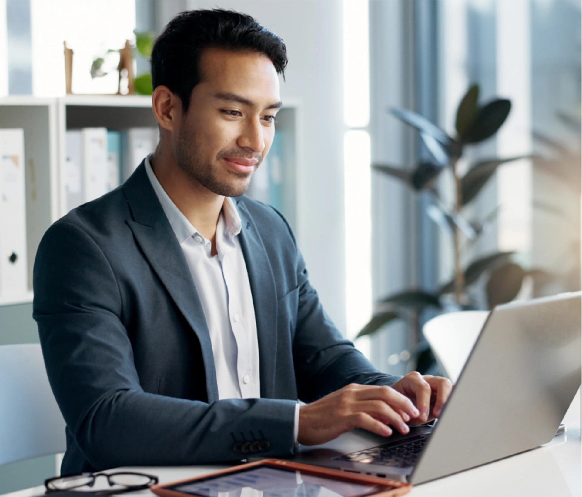 man working at desk