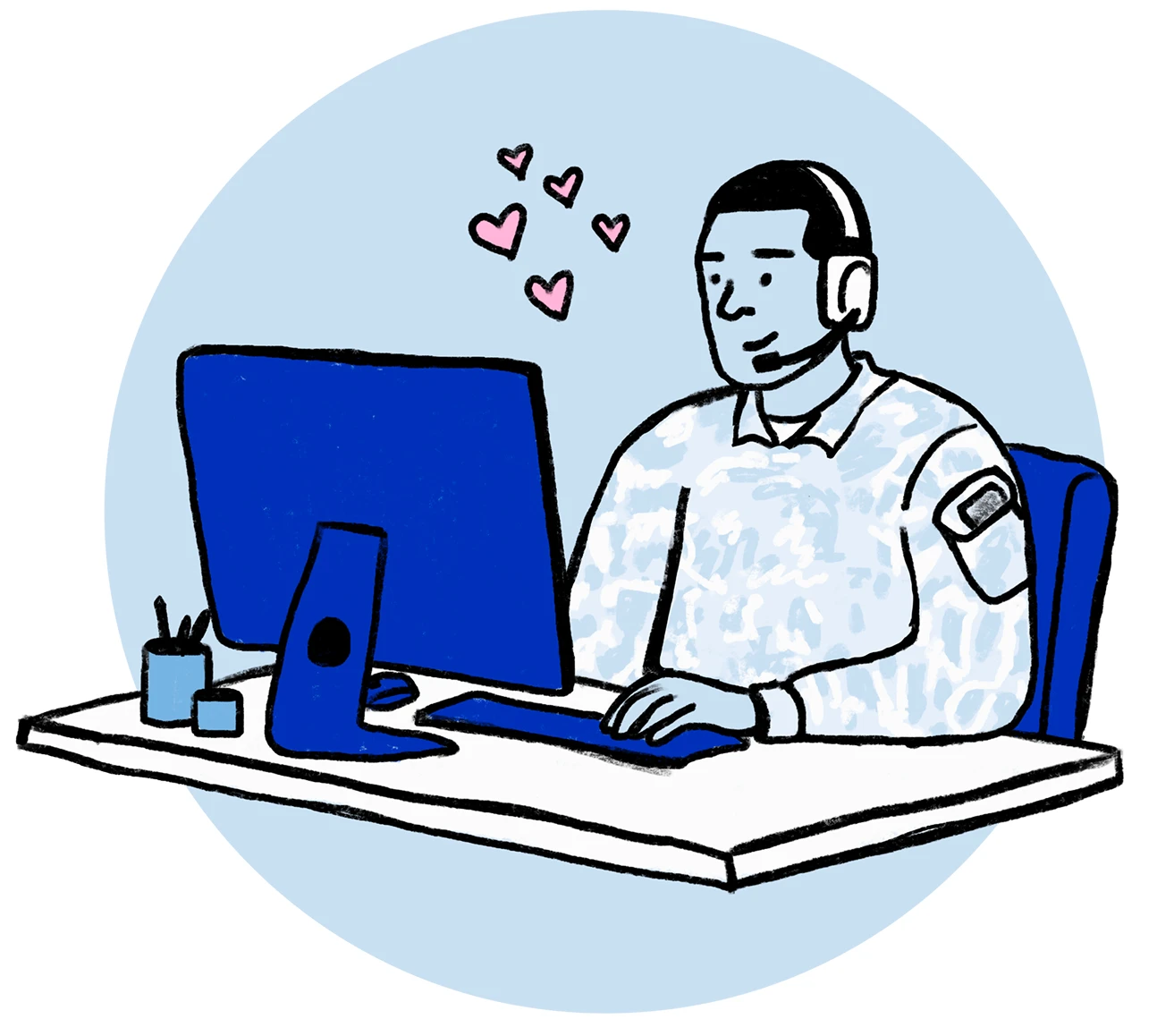 soldier working at desk