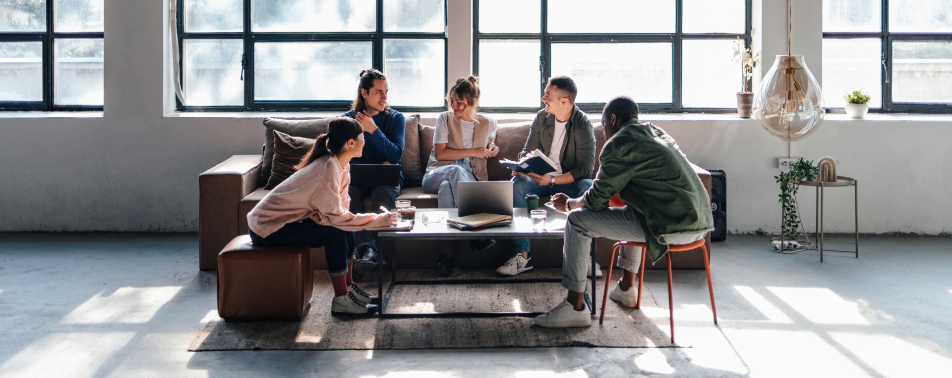 team meeting on the couch desktop